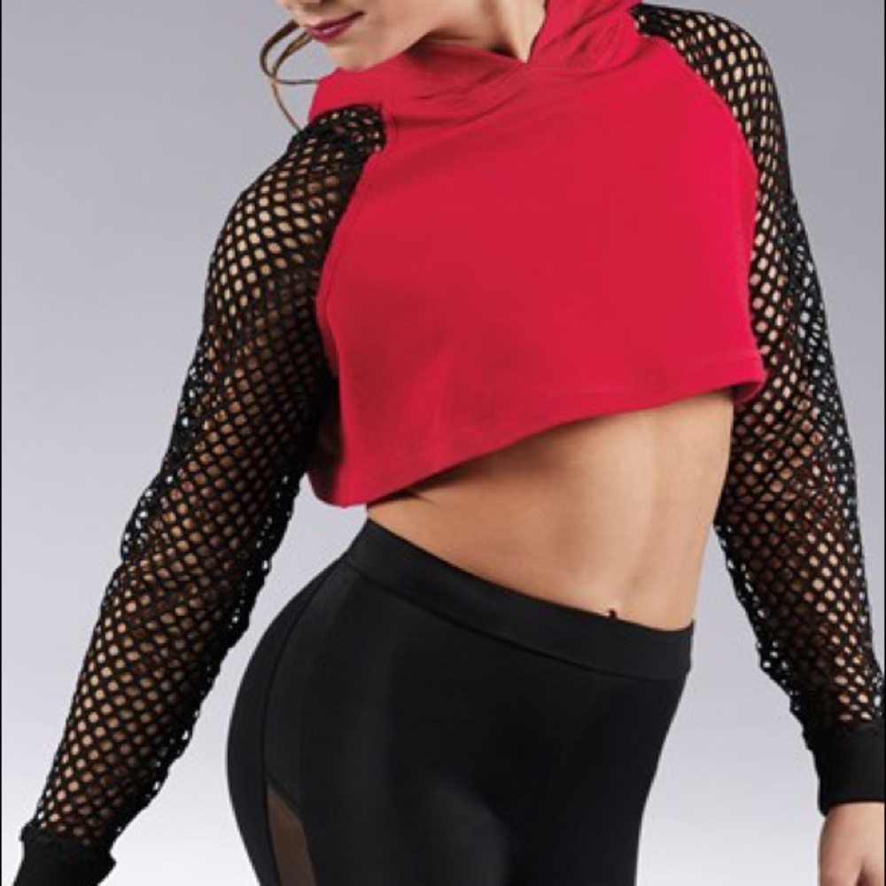 New CROPPED HOODIE WITH FISHNET